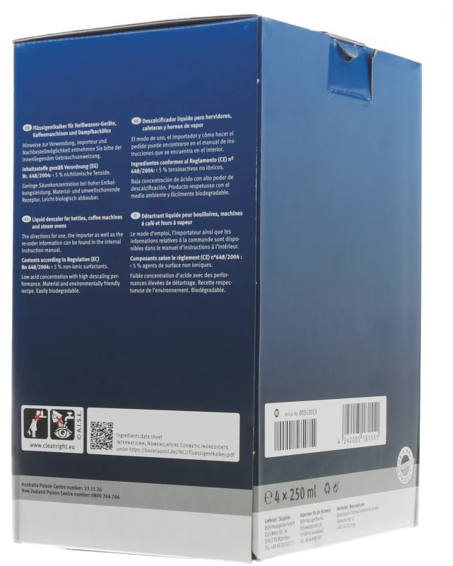 Liquid Descaler for Coffee Machines & Steam Ovens (4 Pack) 00312013