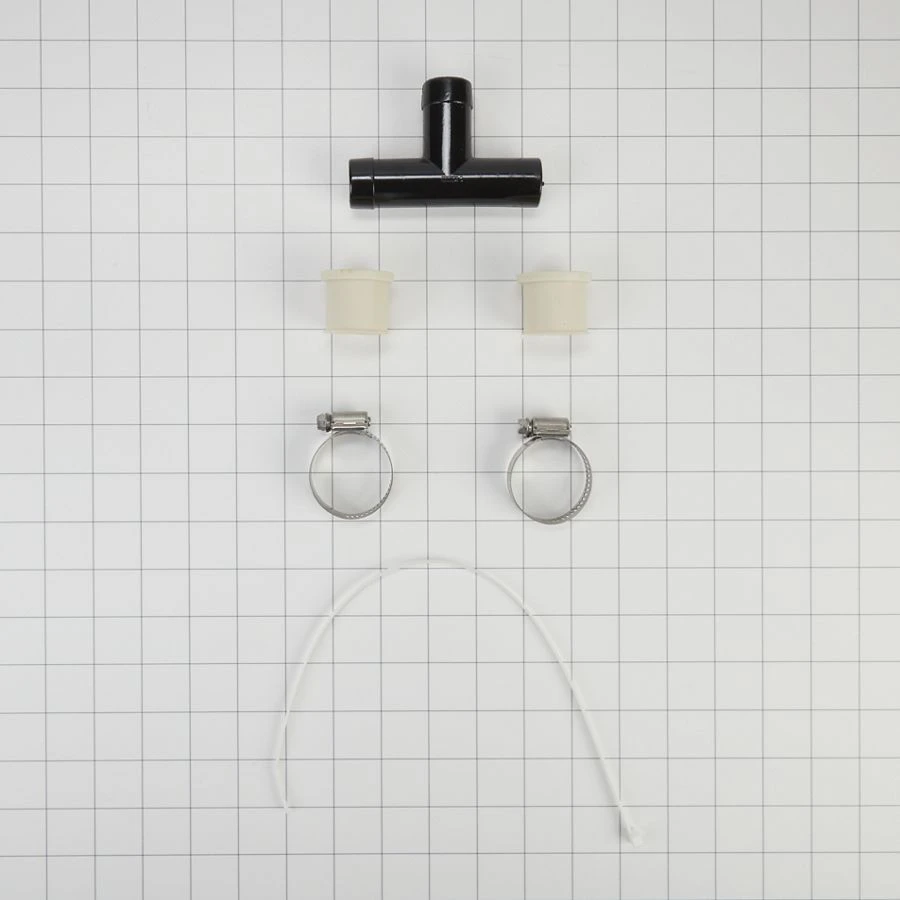 Washing machine siphon break assembly with 2 hose clamps, wire tie, and 2 drain hose sleeves - 1 pack 285320