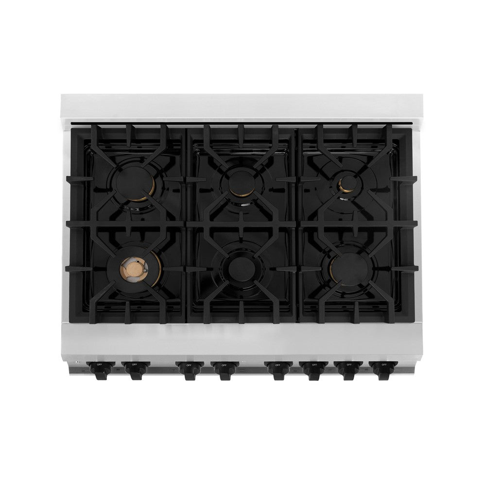 Autograph Edition 36 in. Kitchen Package with Stainless Steel Dual Fuel Range with White Matte Door and Range Hood with Matte Black Accents 2AKPRAWMRH36MB