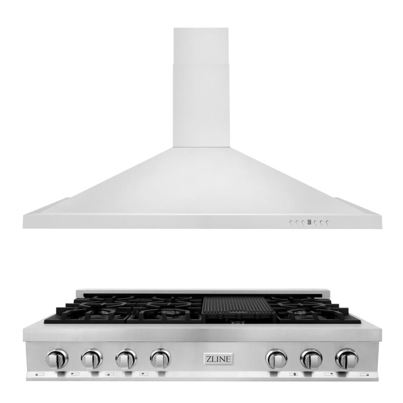 ZLINE Kitchen Package with 48 in. Stainless Steel Rangetop and 48 in. Convertible Range Hood (2KP-RTRH48) 2KPRTRH48