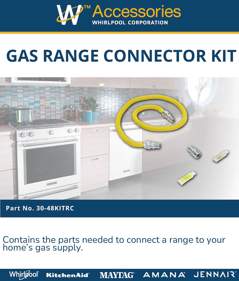 4' Gas Range Connector Kit With Two 1/2" & One 3/4" Male/female Connectors, And Sealant 3048KITRC