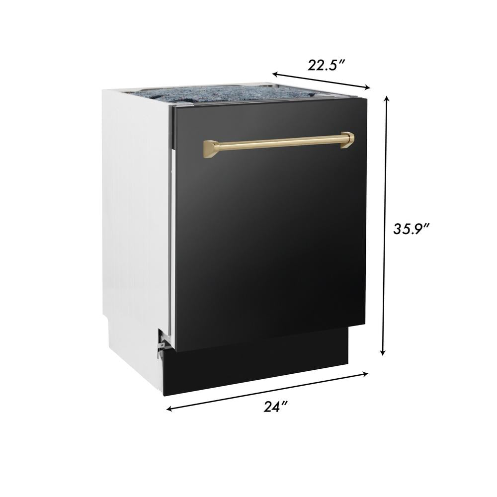 Autograph Edition 48 in. Kitchen Package with Black Stainless Steel Dual Fuel Range, Range Hood and Dishwasher with Champagne Bronze Accents 3AKPRABRHDWV48CB