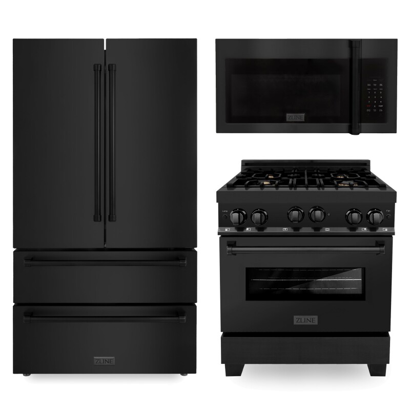 Kitchen Package with Refrigeration, 30" Gas Range and 30" Traditional Over the Range Microwave 3KPRRGBOTRH30