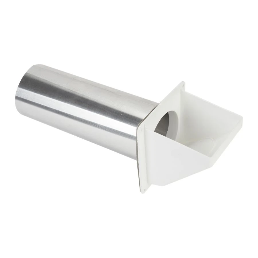 Dryer Outdoor Vent Damper of 4" opening with 10.5" pipe, back draft flapper, 12" aluminum vent tube, and wide-mouth hood 4396007RW