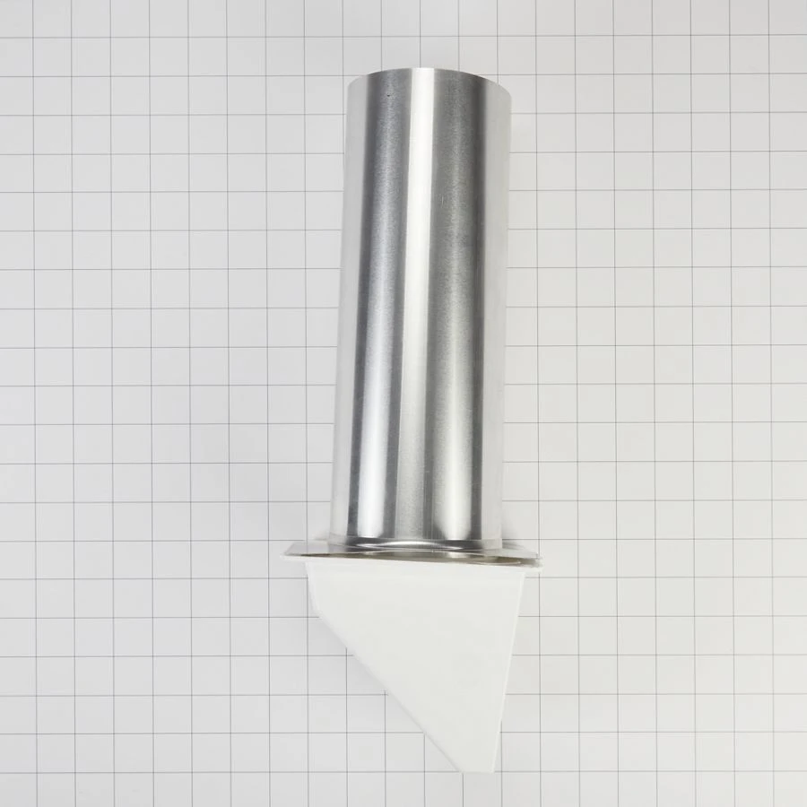 Dryer Outdoor Vent Damper of 4" opening with 10.5" pipe, back draft flapper, 12" aluminum vent tube, and wide-mouth hood 4396007RW