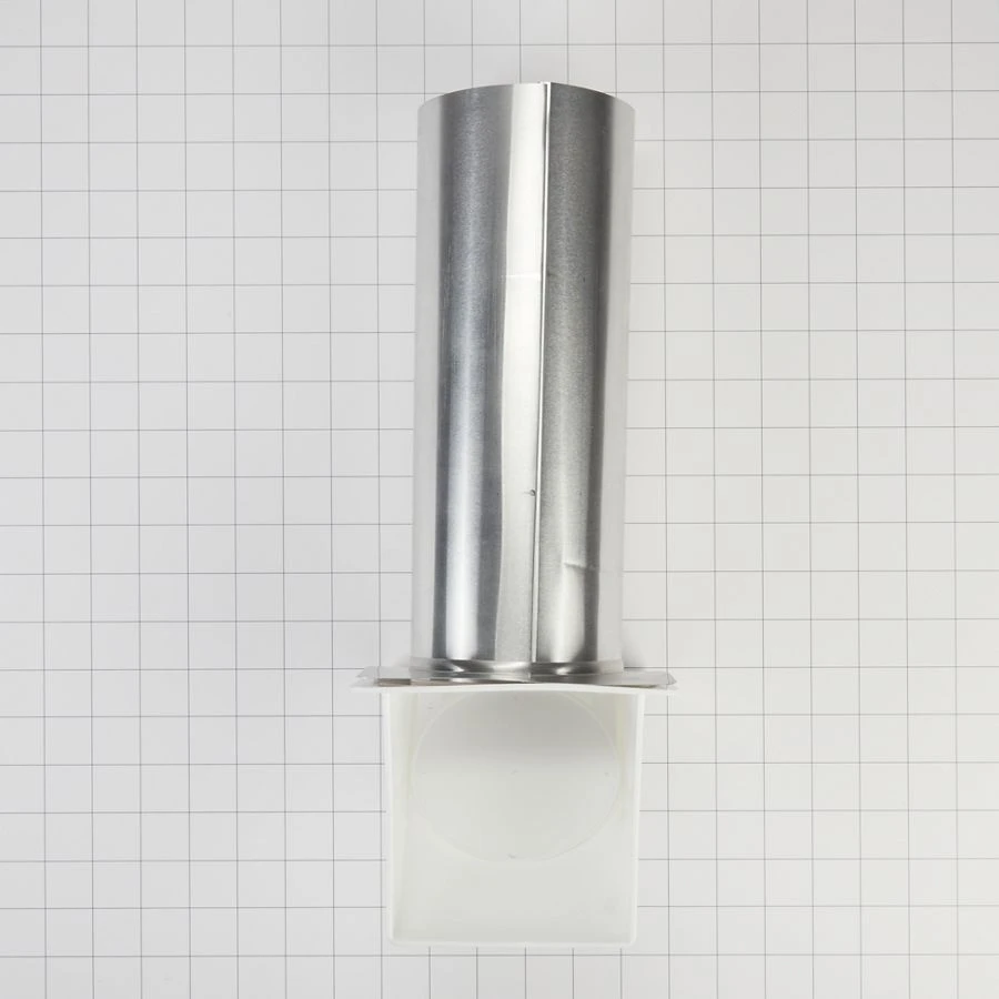 Dryer Outdoor Vent Damper of 4" opening with 10.5" pipe, back draft flapper, 12" aluminum vent tube, and wide-mouth hood 4396007RW