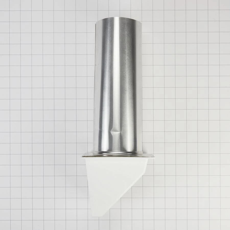 Dryer Outdoor Vent Damper of 4" opening with 10.5" pipe, back draft flapper, 12" aluminum vent tube, and wide-mouth hood 4396007RW