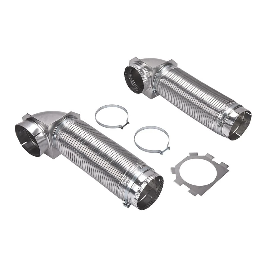 4' Silver Dryer Vent Kit with 2 flexible metal vent pieces, 2 close-quarter elbows, and clamps - 2 pack 4396028