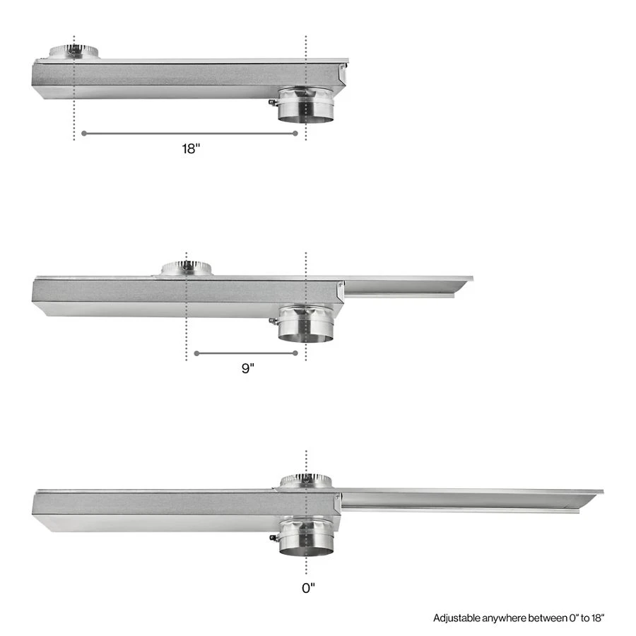 0"-18" Dryer Telescoping Vent Periscope for 2.5" clearance, with 1 male snap-lock fitting, draw-band collar & 2 clamps. 4396037RP