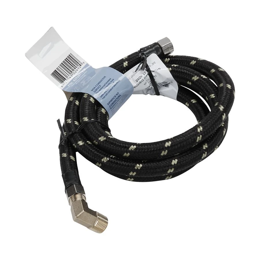 6' Dishwasher Water Supply Hose Kit 3/8" Brass Fitting, 3/8' Npt Male X 3/8" Male Compression & 90 Degree Elbow 4396897RW