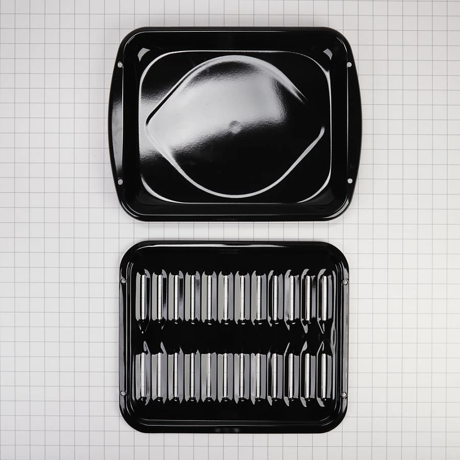 Premium Range Porcelain Broiler Pan and Roasting Rack - Grey (Includes Pan and Grid) 4396923