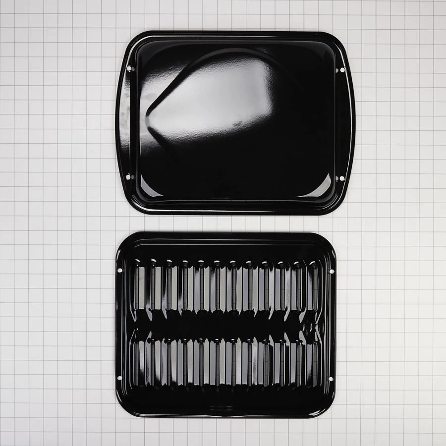 Premium Range Porcelain Broiler Pan and Roasting Rack - Grey (Includes Pan and Grid) 4396923