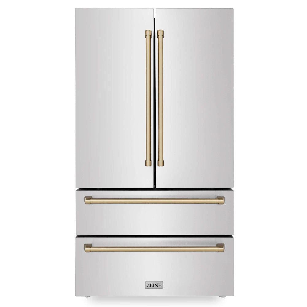 Autograph Edition 30 in. Kitchen Package with Stainless Steel Dual Fuel Range, Range Hood, Dishwasher and Refrigerator with Champagne Bronze Accents 4KAPRRARHDWM30CB