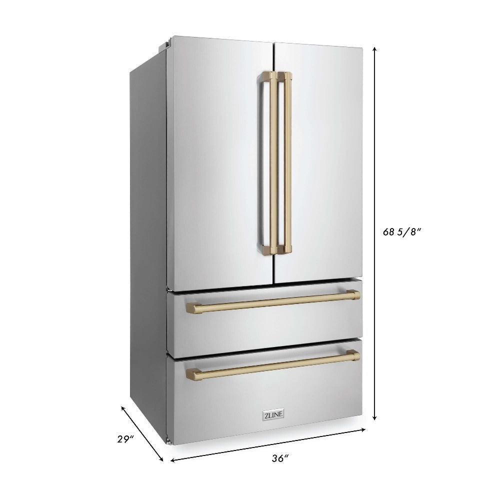 Autograph Edition 30 in. Kitchen Package with Stainless Steel Dual Fuel Range, Range Hood, Dishwasher and Refrigerator with Champagne Bronze Accents 4KAPRRARHDWM30CB