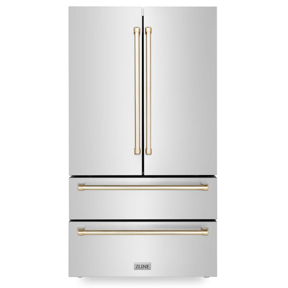 Autograph Edition 30 in. Kitchen Package with Stainless Steel Dual Fuel Range, Range Hood, Dishwasher and Refrigerator with Polished Gold Accents 4KAPRRARHDWM30G
