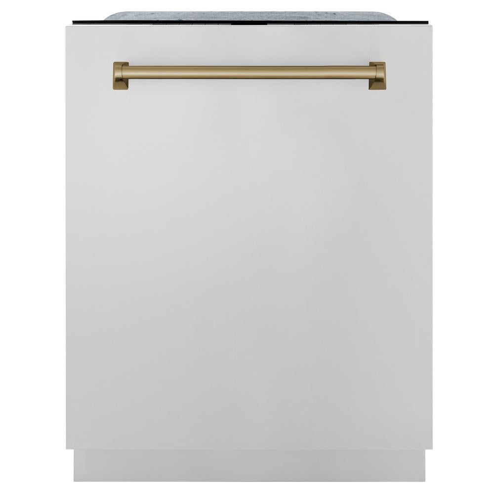 Autograph Edition 36 in. Kitchen Package with Stainless Steel Dual Fuel Range, Range Hood, Dishwasher and Refrigerator with Champagne Bronze Accents 4KAPRRARHDWM36CB