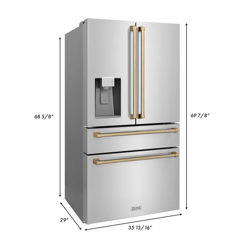 Autograph Edition 48 in. Kitchen Package with Stainless Steel Dual Fuel Range, Range Hood, Dishwasher and Refrigerator with Champagne Bronze Accents 4KAPRRARHDWM48CB