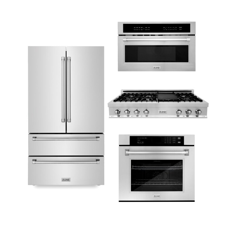 Kitchen Package with Refrigeration, 48" Rangetop, 30" Single Wall Oven, 30" Microwave Oven 4KPRRT48MWAWS
