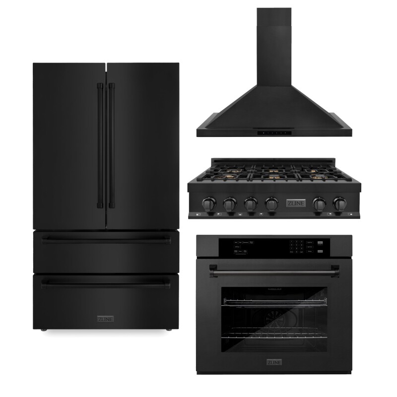 Kitchen Package with Refrigeration, 36" Rangetop, 36" Range Hood and 30" Single Wall Oven 4KPRRTBRH36AWS