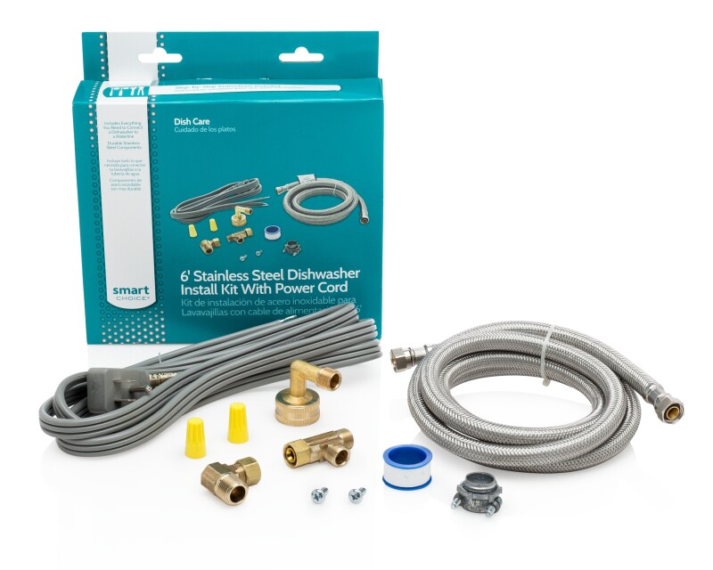 Smart Choice 6' Dishwasher Install Kit with Power Cord Stainless Steel 5304504505 Picture 1