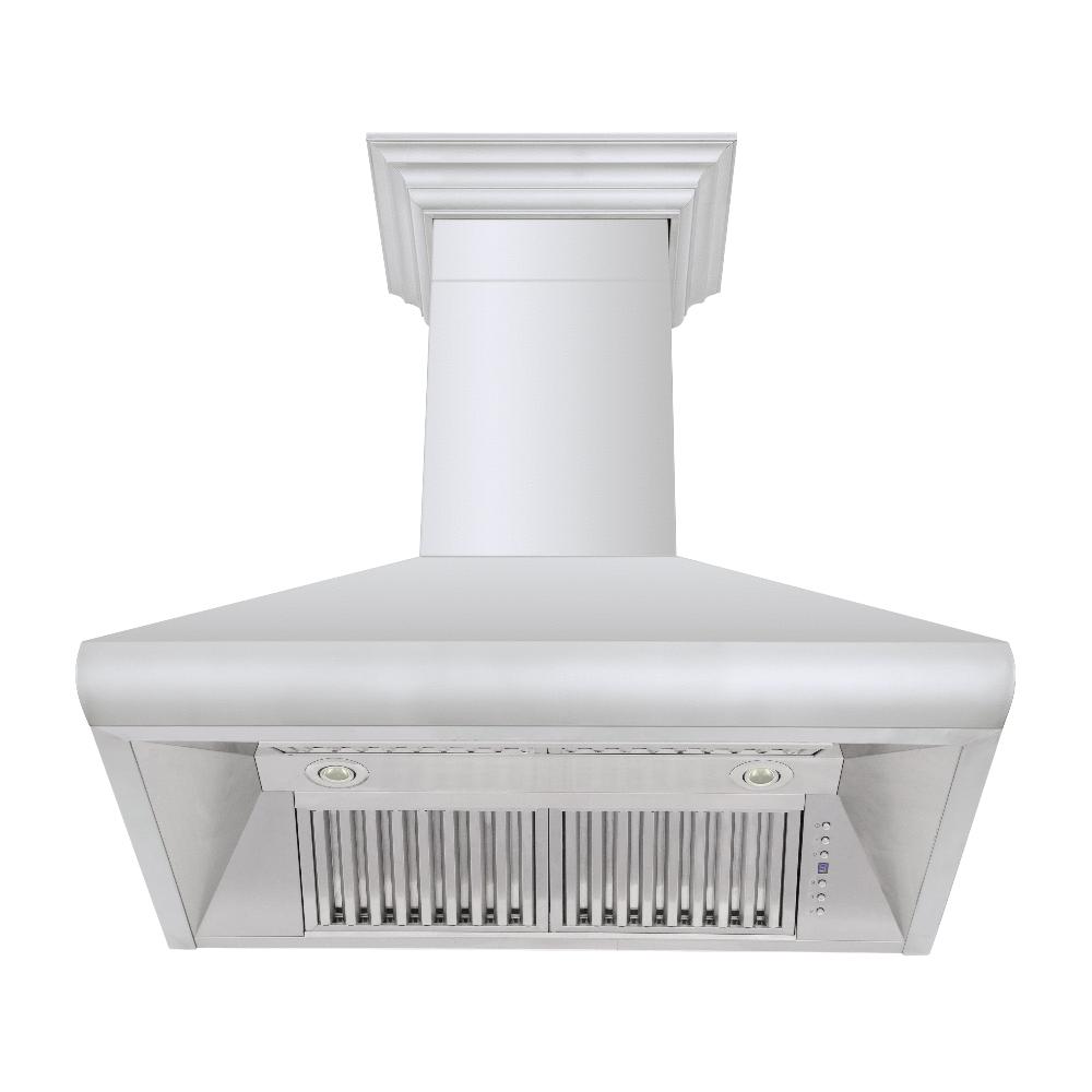 Professional Convertible Vent Wall Mount Range Hood with Crown Molding (587CRN) - 30 Inch 587CRN30