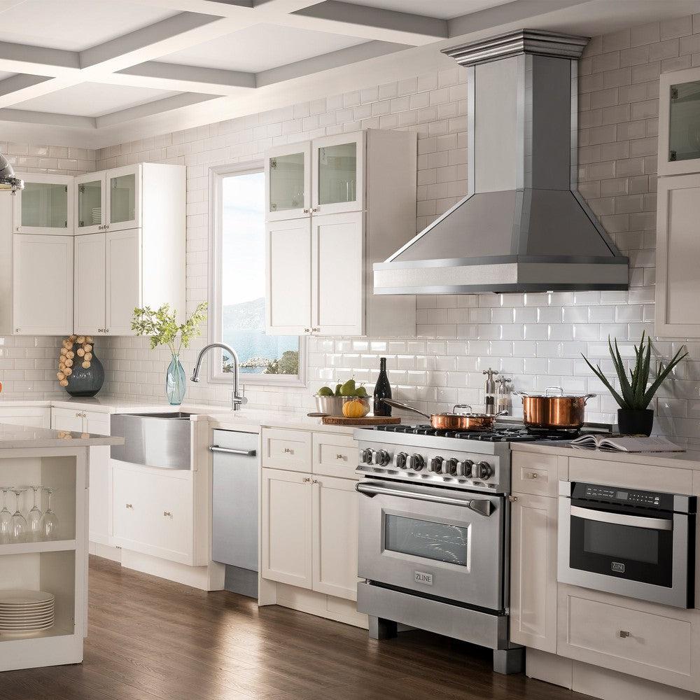 30" Designer Series Convertible Vent Wall Mount Range Hood in DuraSnow Stainless Steel with Mirror Accents(655MR-30) 655MR30