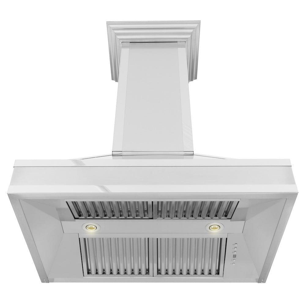 36 in. Designer Series Ducted Wall Mount Range Hood in DuraSnow Stainless Steel with Mirror Accents 655MR36