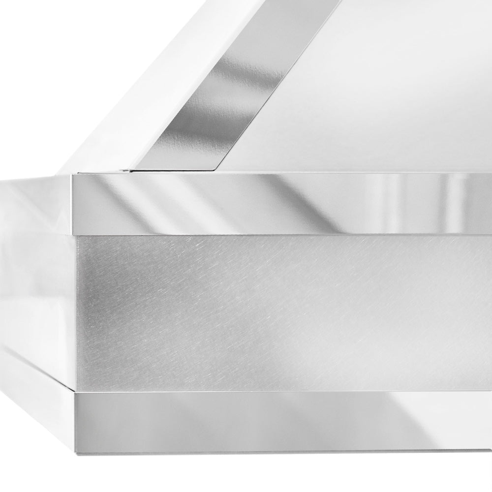 36 in. Designer Series Ducted Wall Mount Range Hood in DuraSnow Stainless Steel with Mirror Accents 655MR36