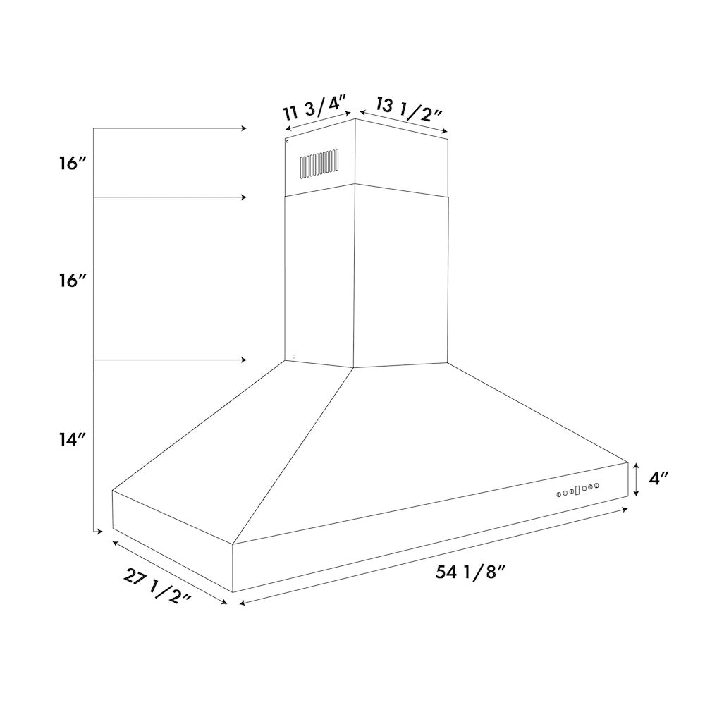 Ducted Wall Mount Range Hood in Outdoor Approved (697-304) - 54 Inch 69730454
