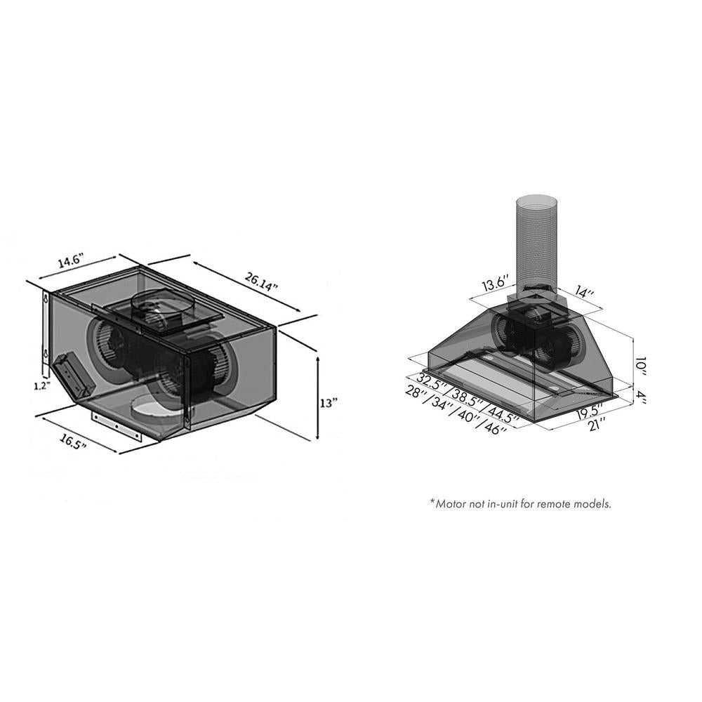 46 In. Remote Blower Ducted Range Hood Insert In Stainless Steel 721RD46