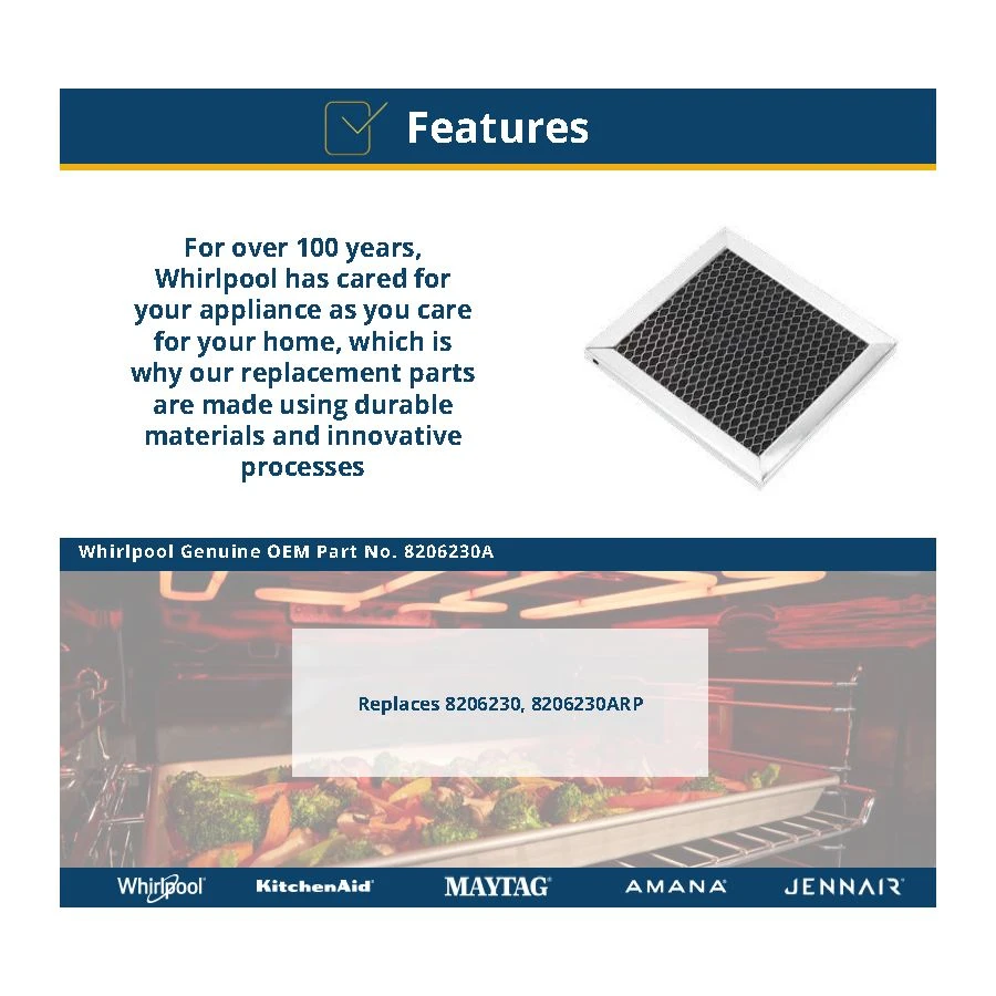 Microwave/Microwave Hood Combination Charcoal Filter 8206230A