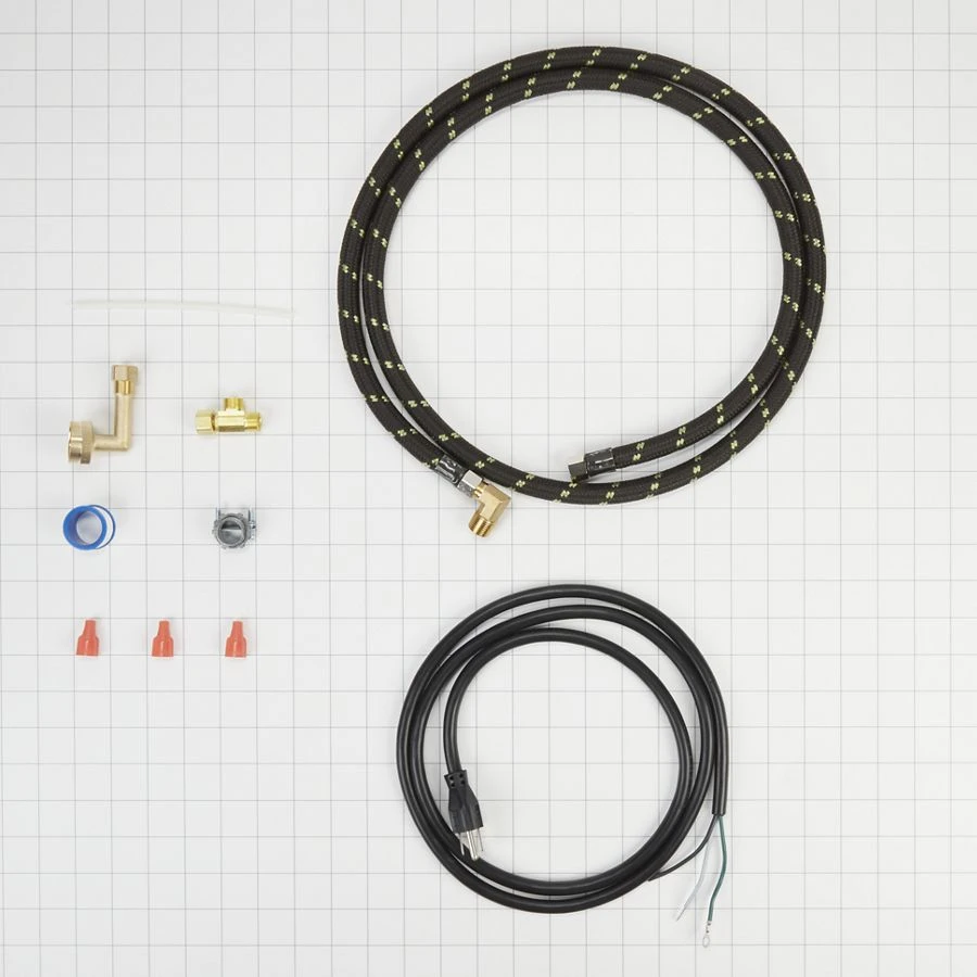Dishwasher Water Line Installation Kit with 6' braided hose, 3/8" compression fitting, washers, and 5' 3-prong cord 8212488RC
