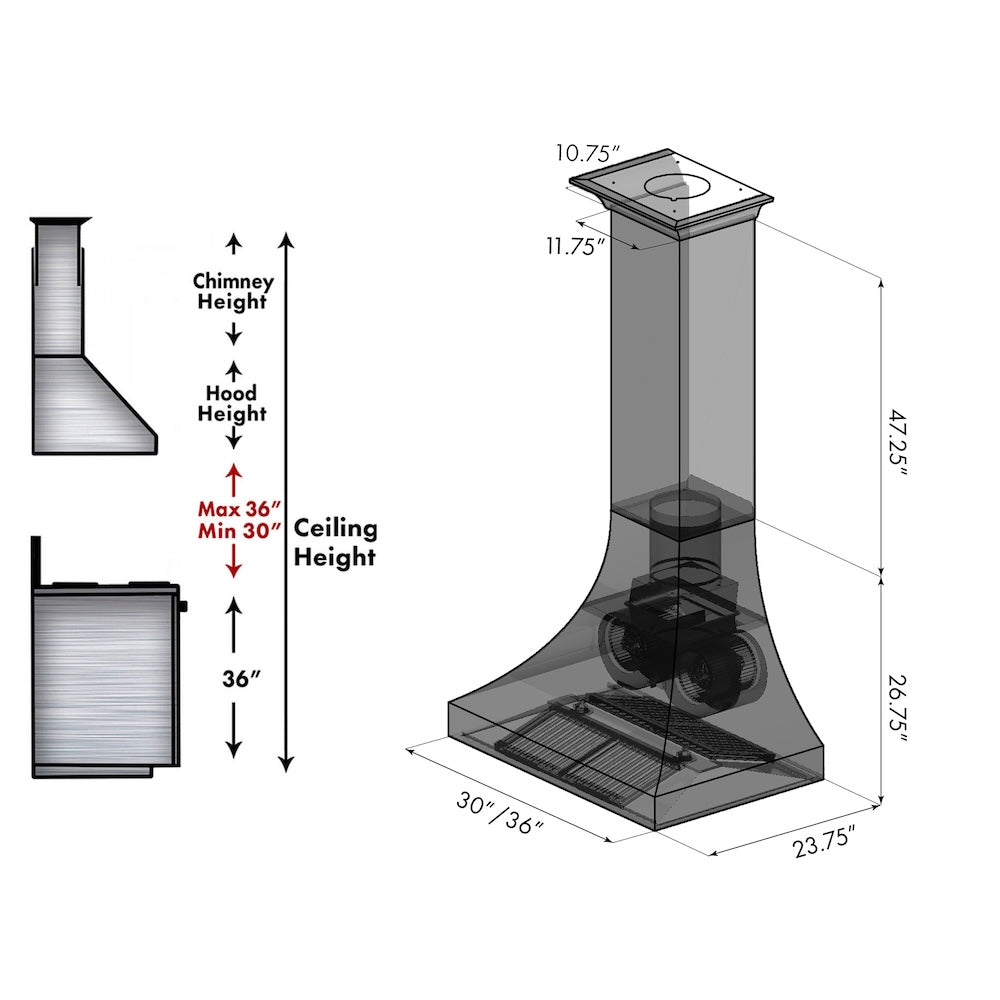 Designer Series Finish Wall Range Hood (8632H) - 36 Inch 8632H36