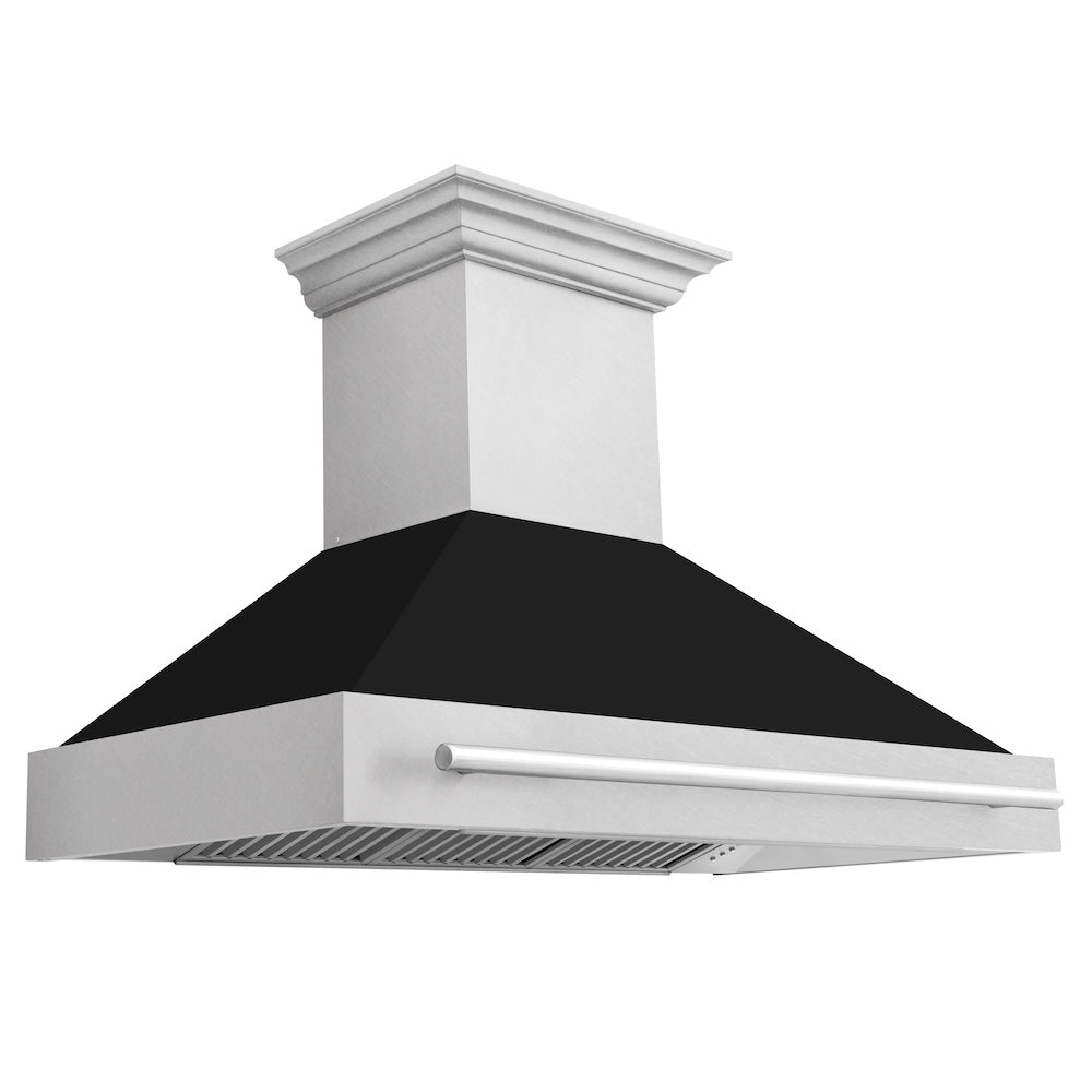 48"Fingerprint Resistant Stainless Steel Range Hood with Black Matte Shell 8654SNXBLM48