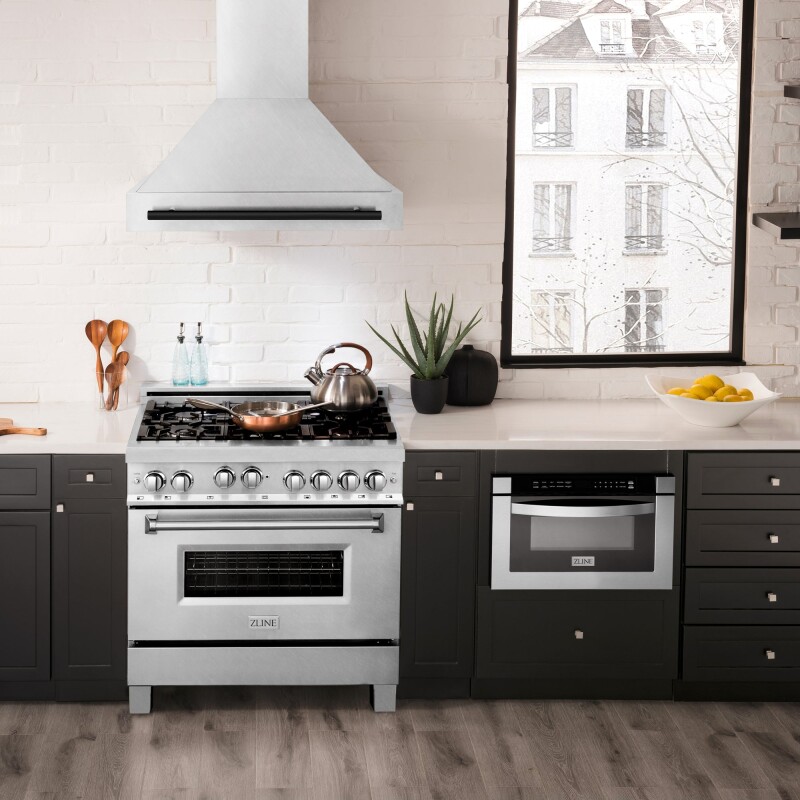 36"Autograph Edition DuraSnow® Stainless Steel Range Hood with DuraSnow® Stainless Steel Shell (8654SNZ-36) Matte 8654SNZ36MB