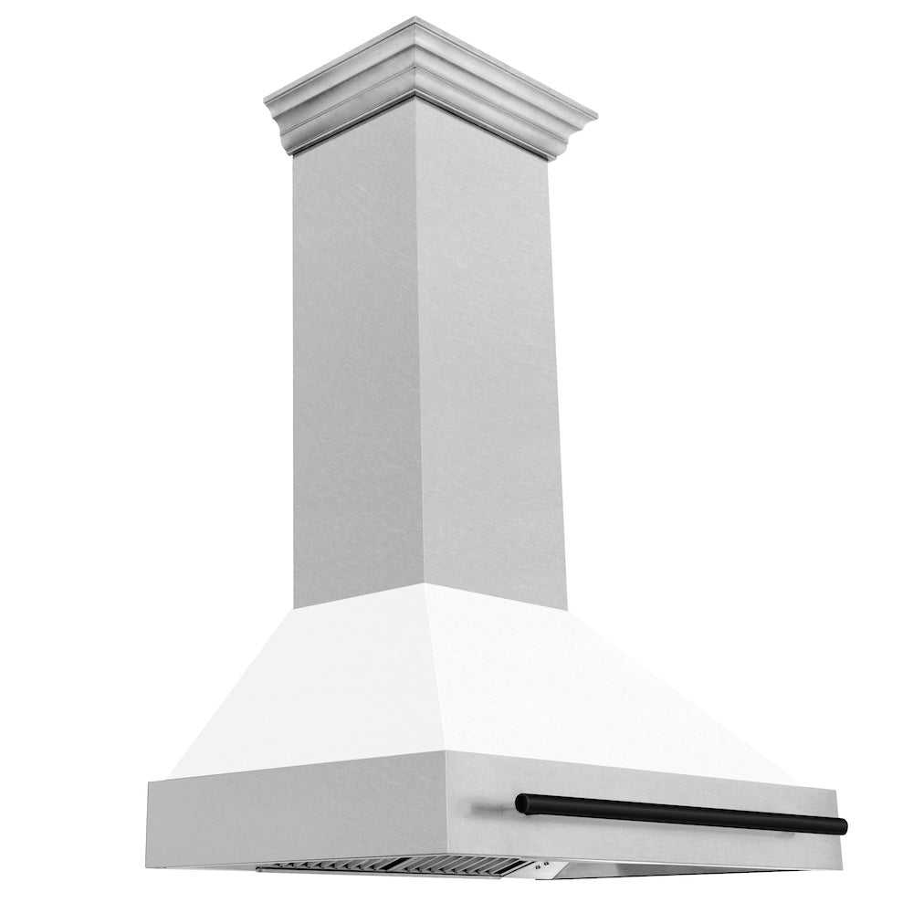 36"Autograph Edition DuraSnow® Stainless Steel Range Hood with White Matte Shell and Matte Handle (8654SNZ-WM36) - Matte 8654SNZWM36MB