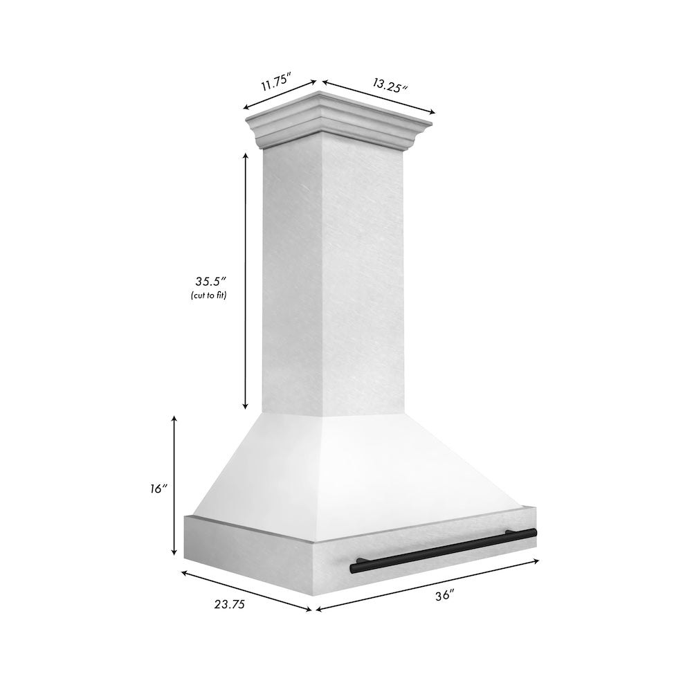 36"Autograph Edition DuraSnow® Stainless Steel Range Hood with White Matte Shell and Matte Handle (8654SNZ-WM36) - Matte 8654SNZWM36MB