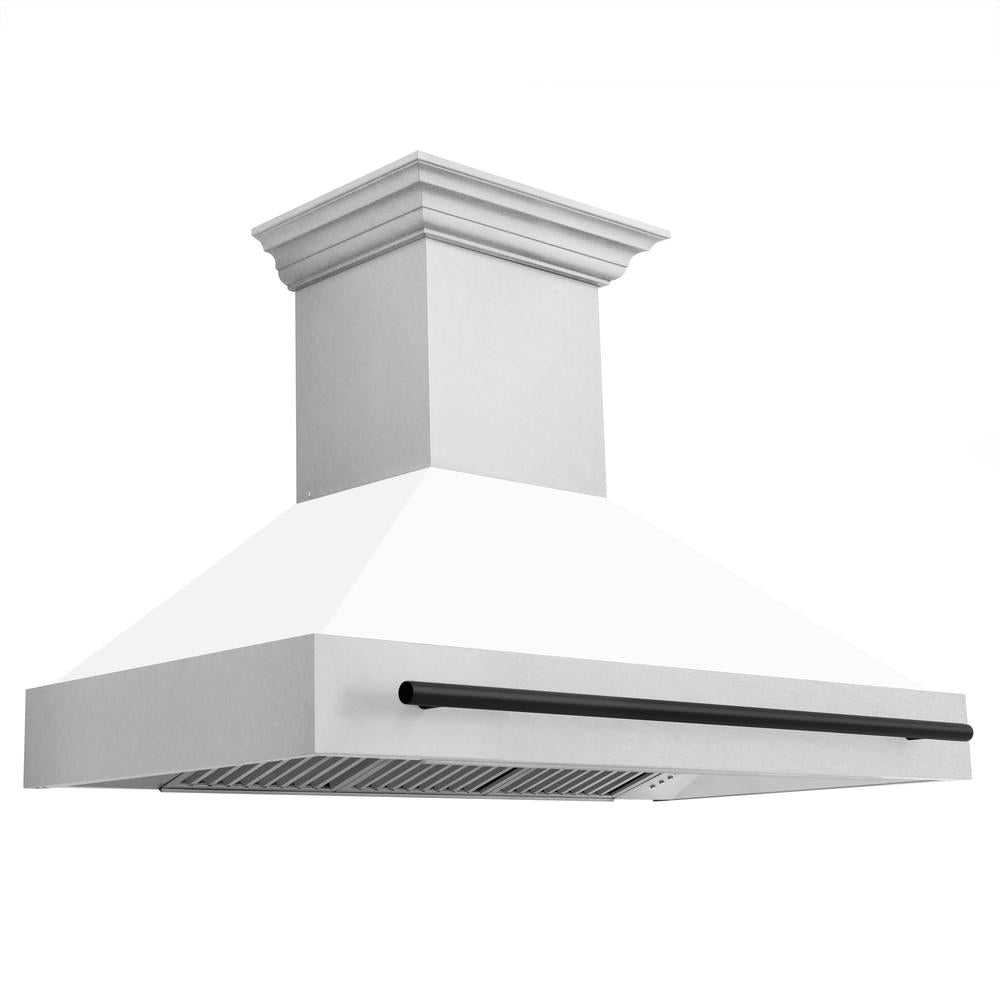 48"Autograph Edition Fingerprint Resistant Stainless Steel Range Hood with White Matte Shell and Matte Black Handle 8654SNZWM48MB