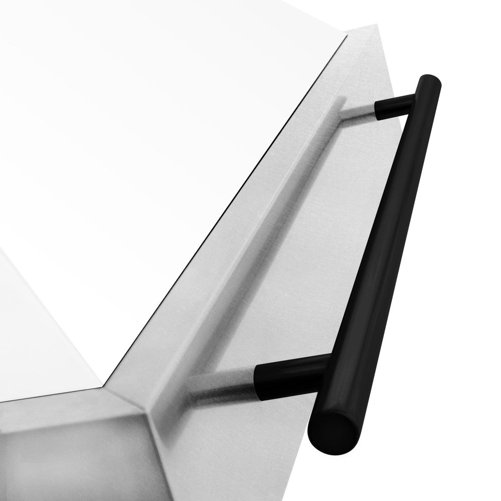 Autograph Edition 48 In. Satin Stainless Steel Wall Mount Range Hood With White Matte Shell And Matte Black Handle 8654SNZWM48MB