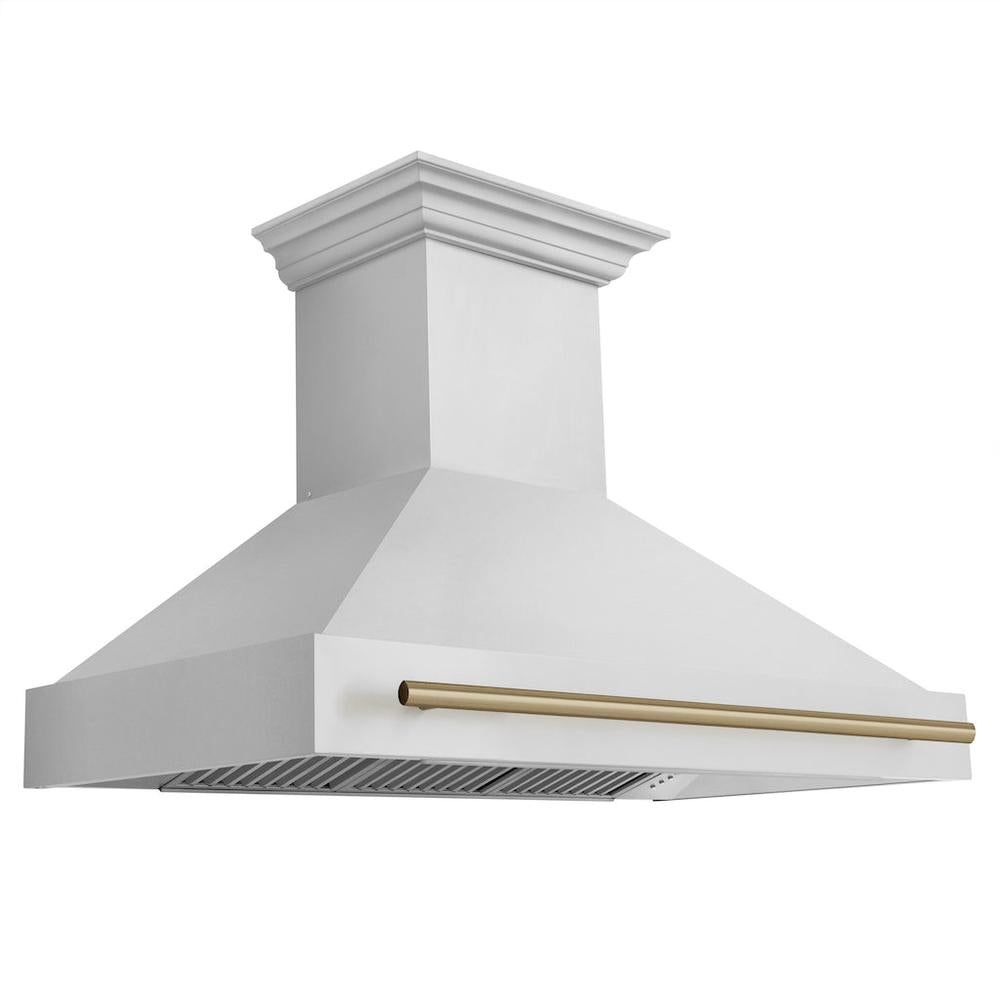 48"Autograph Edition Stainless Steel Range Hood with Stainless Steel Shell and Champagne Bronze Handle 8654STZ48CB