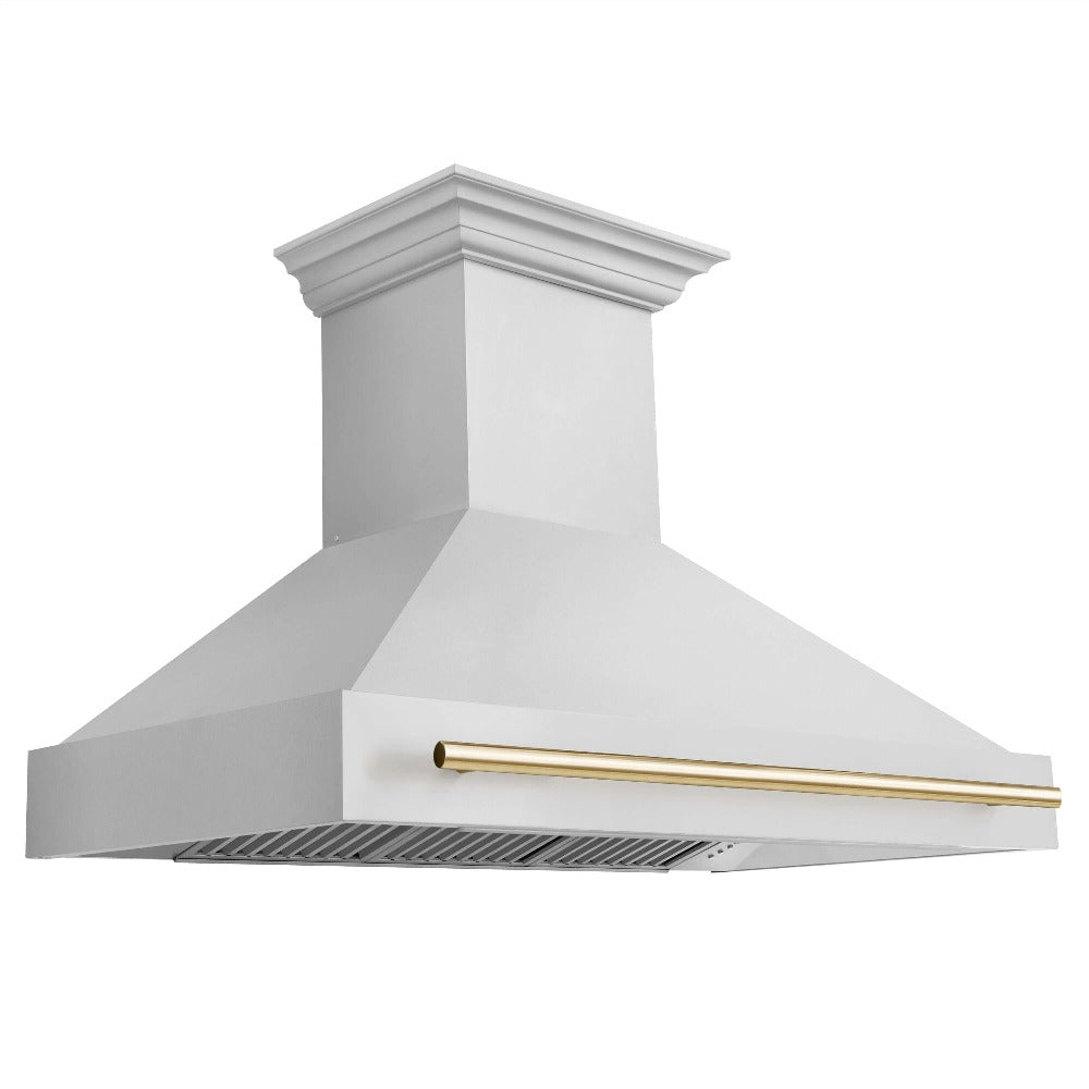 48"Autograph Edition Stainless Steel Range Hood with Stainless Steel Shell and Polished Polished Gold Handle 8654STZ48G