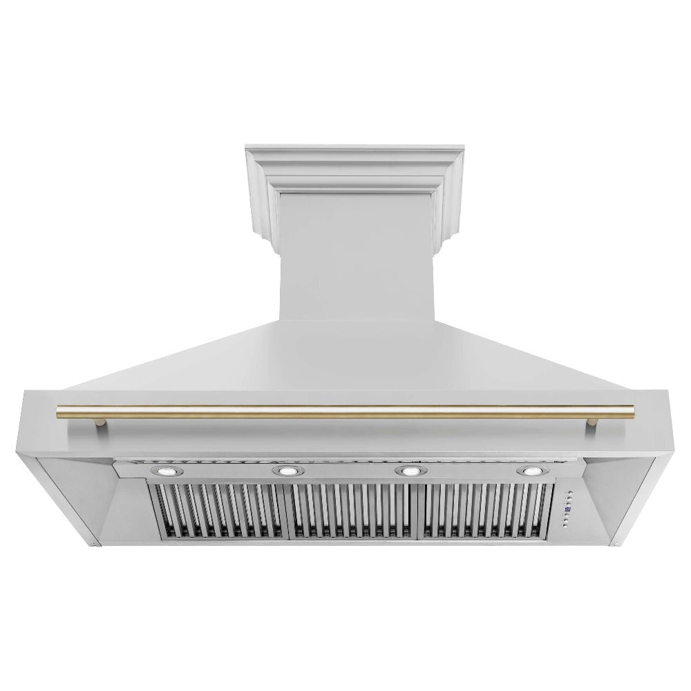 48"Autograph Edition Stainless Steel Range Hood with Stainless Steel Shell and Polished Polished Gold Handle 8654STZ48G