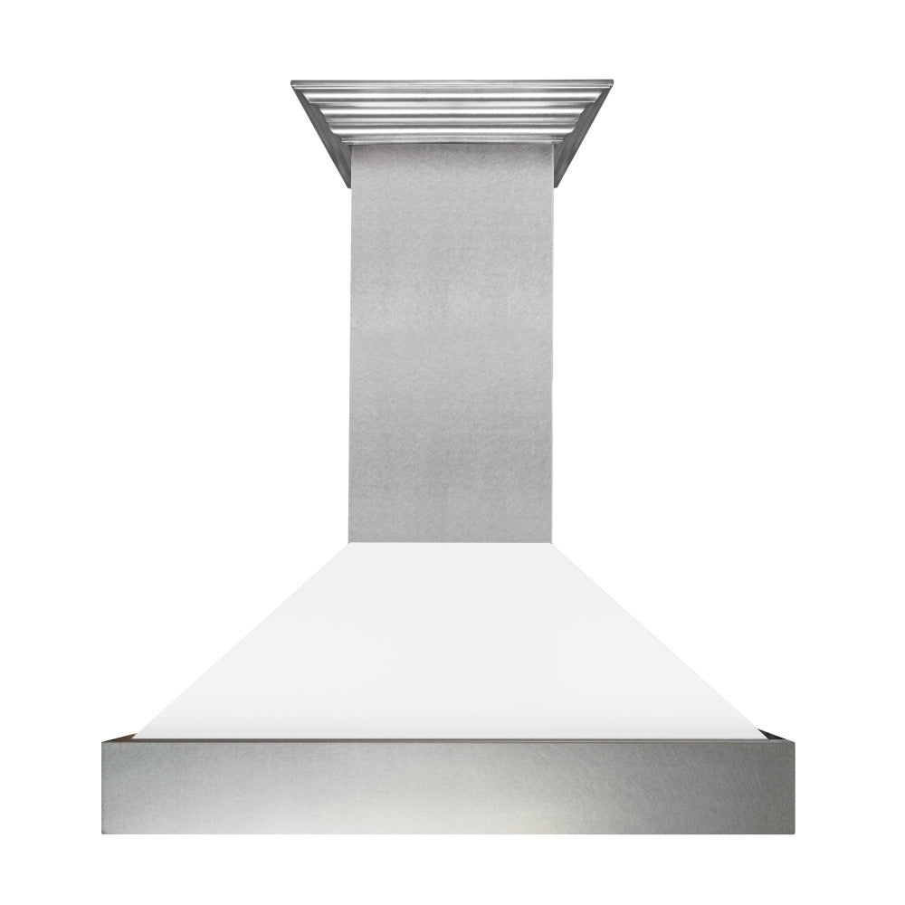 36"Ducted Fingerprint Resistant Stainless Steel Range Hood with White Matte Shell 8654WM36