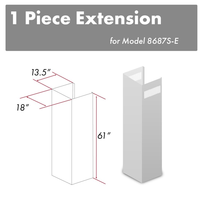 61" Chimney Extension for Ceilings up to 12.5 ft. 8687SE