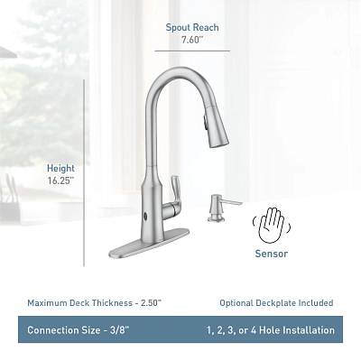 Cadia MotionSense Wave One-Handle Pulldown Touchless Kitchen Faucet 87869EWSRS