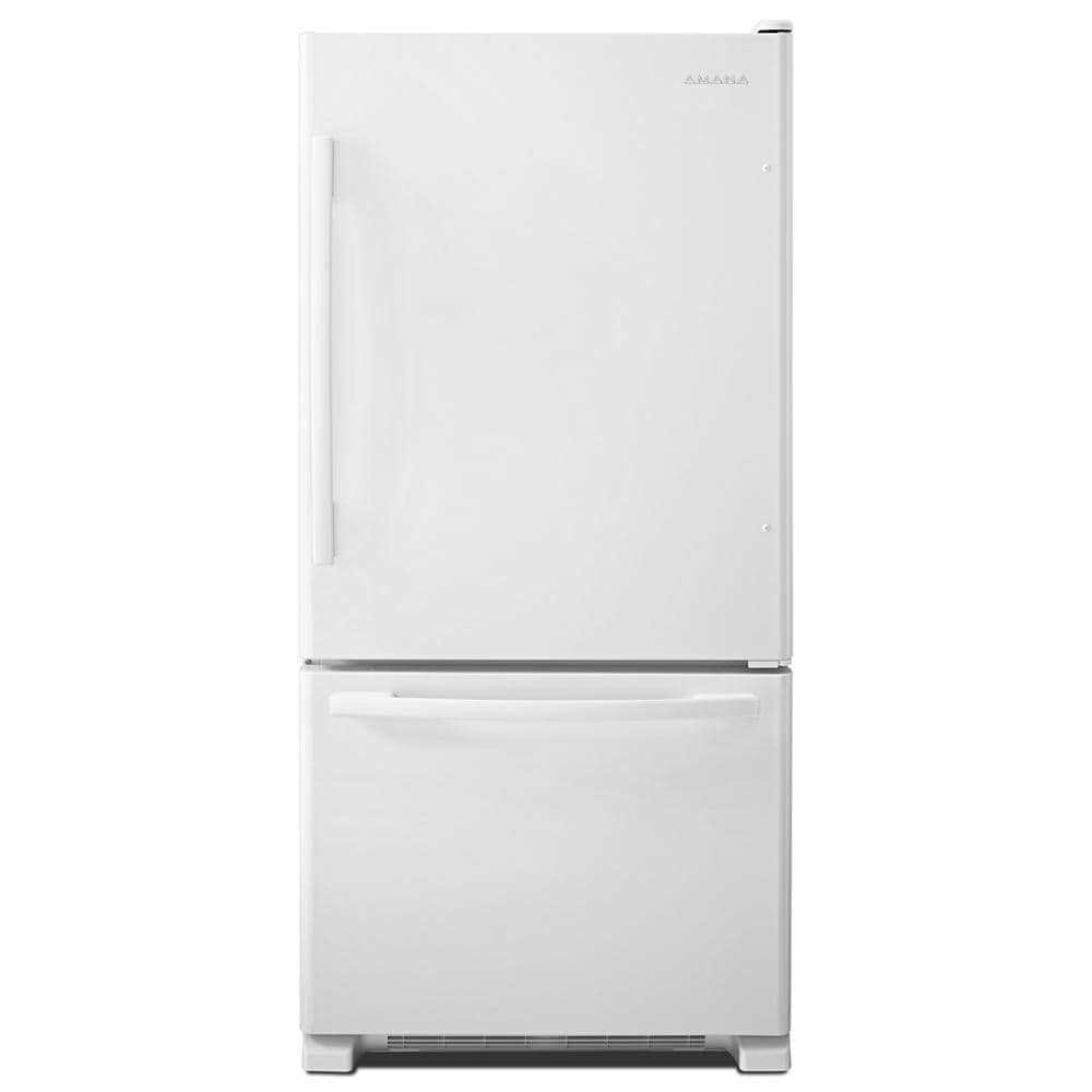 Amana 33-inch Wide Bottom-Freezer Refrigerator with EasyFreezer Pull-Out Drawer - 22 cu. ft. Capacity White-on-White ABB2224BRW Picture 1