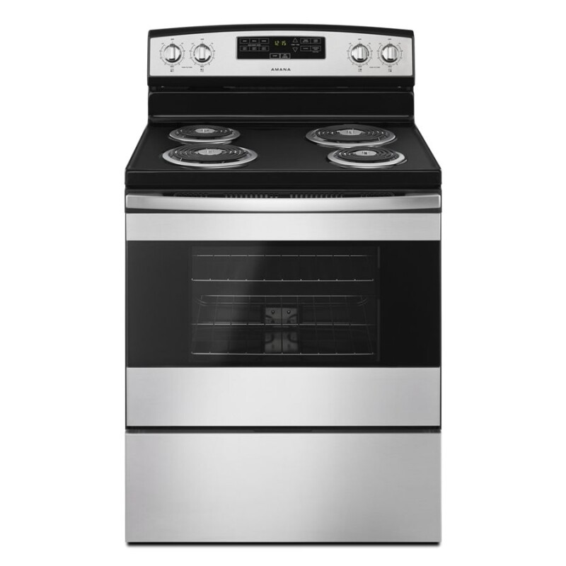 Amana 30-inchElectric Range with Bake Assist Temps Black-on-Stainless ACR4303MFS Picture 1