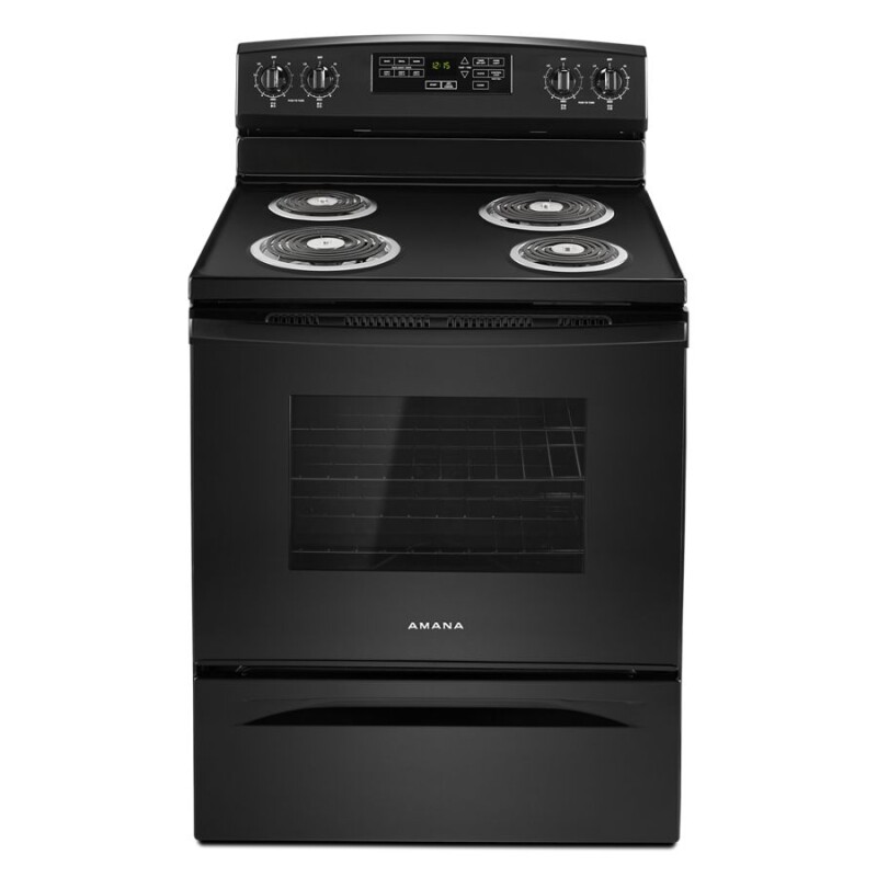 Amana 30-inch  Electric Range with Self-Clean Option Black ACR4503SFB Picture 1