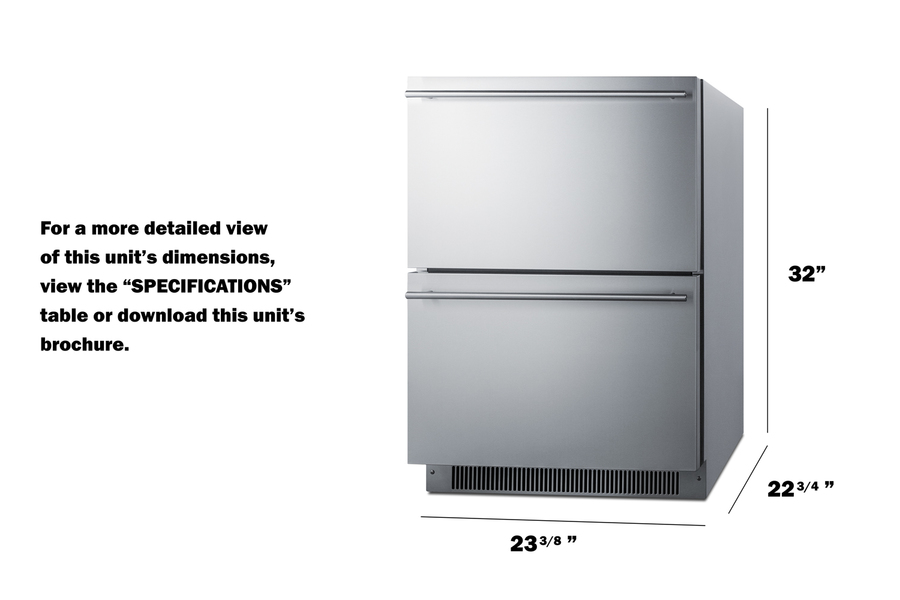 24" Wide 2-Drawer All-Freezer, ADA Compliant ADFD2D24PNR