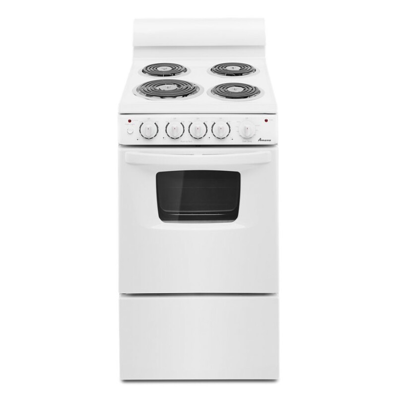 Amana 20-inch  Electric Range Oven with Versatile Cooktop White AEP222VAW Picture 1
